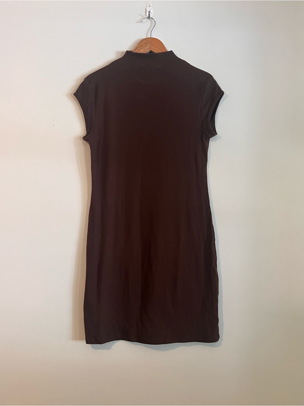 wild fable Brown Short-Sleeve Mock Neck Knit Mini Dress